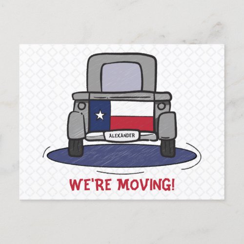 Texas State Flag Truck Moving Announcement Postcard