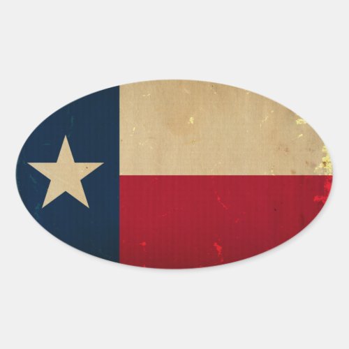 Texas State Flag VINTAGE Oval Sticker