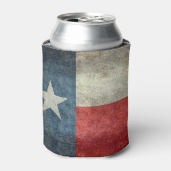 Texas State Flag Vintage Retro Style Can Cooler by Lonestardesigns2020 at Zazzle