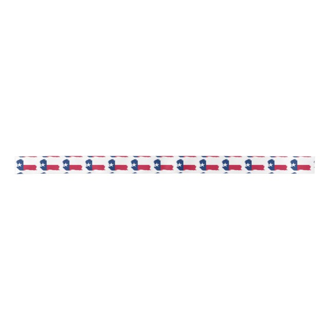 Texas State Flag With Grunge Border Satin Ribbon (Front)