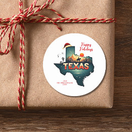 Texas State Happy Holidays Personalized Text Year Classic Round Sticker