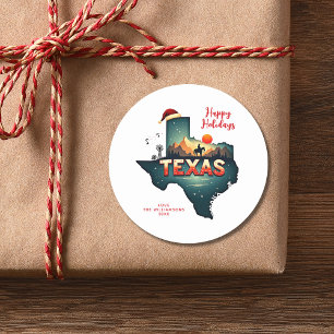Texas State Happy Holidays Personalized Text Year Classic Round Sticker
