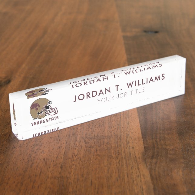 Texas State Helmet Logo Desk Name Plate (Side)