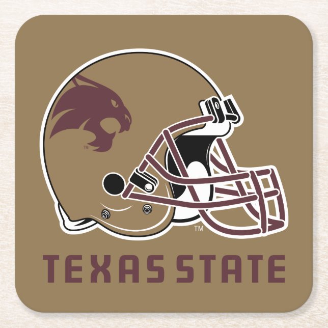 Texas State Helmet Logo Square Paper Coaster (Front)