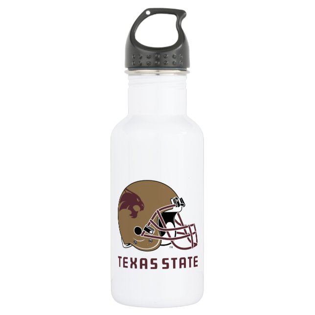 Texas State Helmet Logo Stainless Steel Water Bottle (Front)