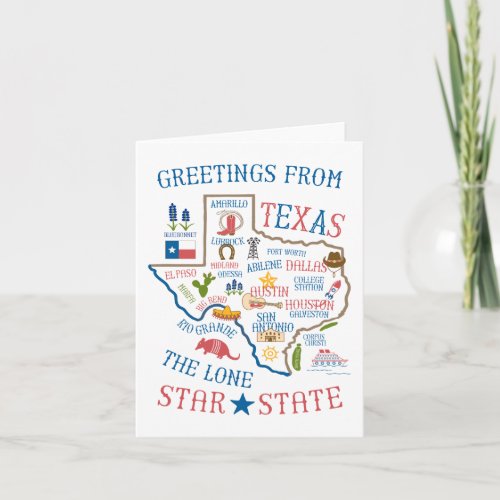 Texas State Landmarks Illustration Card
