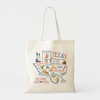 Texas State Landmarks Illustration Tote
