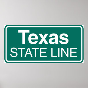 Texas State Line Classic Green Highway Sign