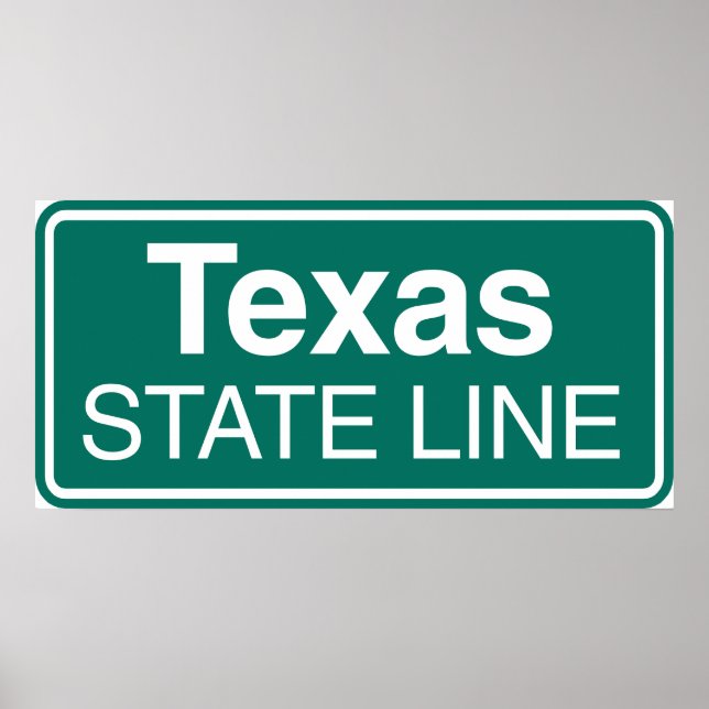 Texas State Line Classic Green Highway Sign (Front)