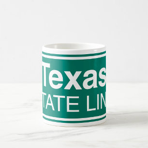 Texas State Line Classic Green Highway Sign Coffee Mug