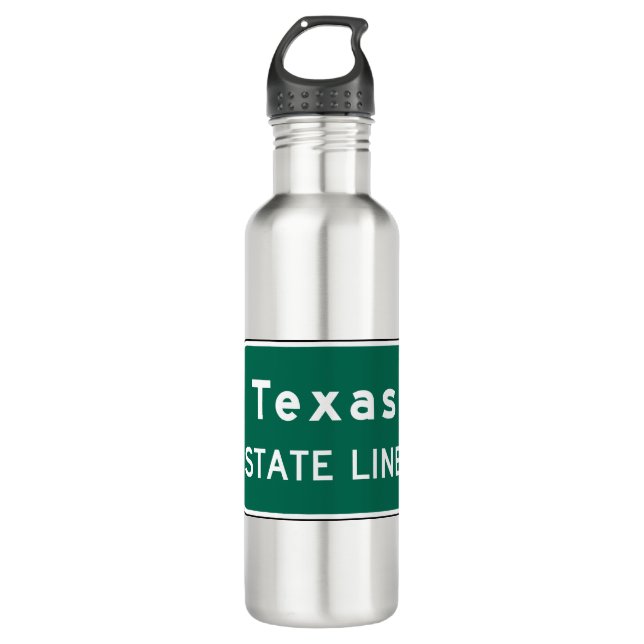Texas State Line Road Sign Stainless Steel Water Bottle (Front)