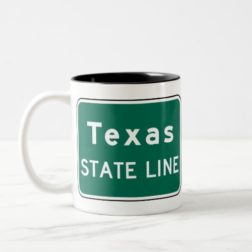 Texas State Line Road Sign Two_Tone Coffee Mug