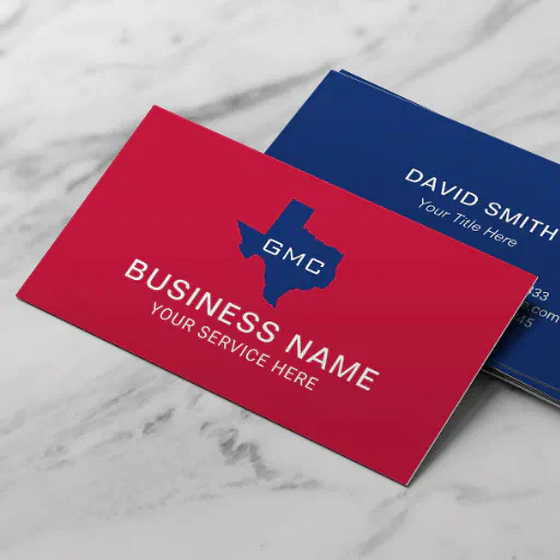 Texas State Logo Professional Blue &amp; Red Business Card