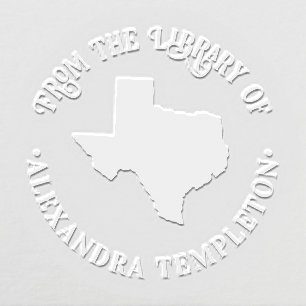 Texas State Map #1 “From the Library of” Book Name Embosser