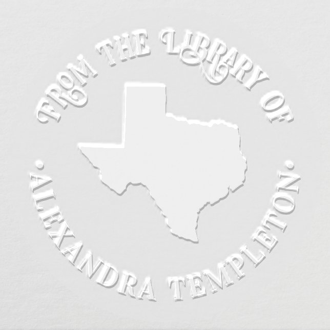 Texas State Map #1 “From the Library of” Book Name Embosser (Design)
