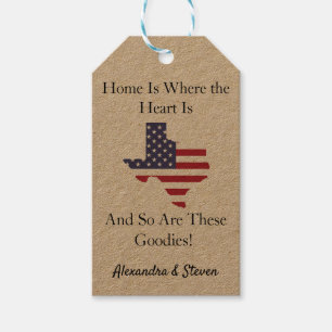 Texas State Map American Flag Home is Where Gift Tags