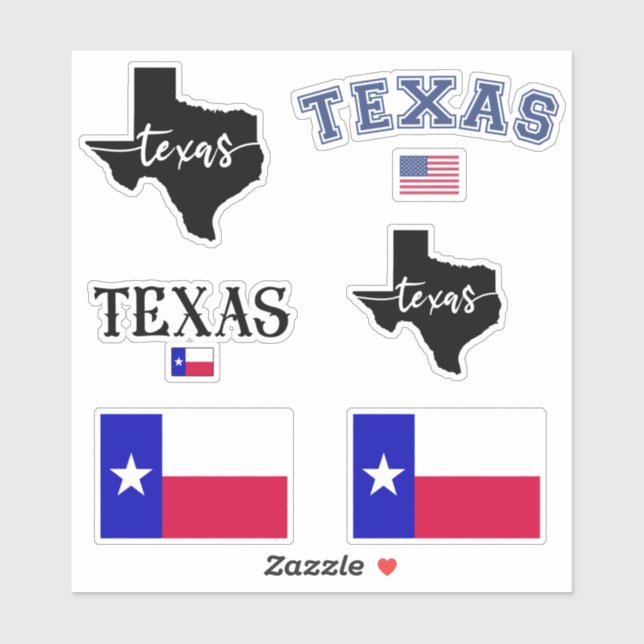 Texas State Map AND Flag Texas Home State Sticker (Sheet)