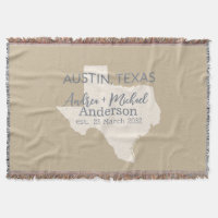 Texas State Map Couple Name and Date Wedding