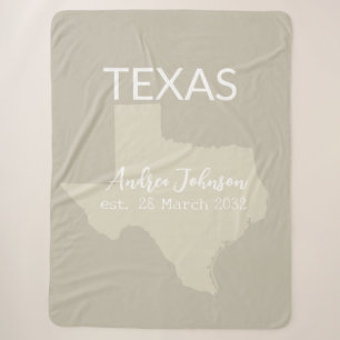 Texas State Map Custom Name and Date Sherpa Blanket