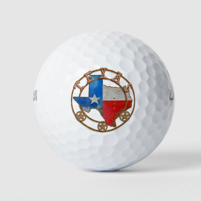 Texas State Map Flag Wrought Iron Barn Art Golf Balls (Front)