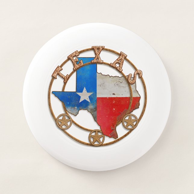 Texas State Map Flag Wrought Iron Barn Art Wham-O Frisbee (Front)