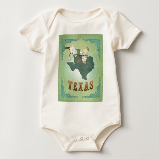 Texas State Map – Green Baby Bodysuit