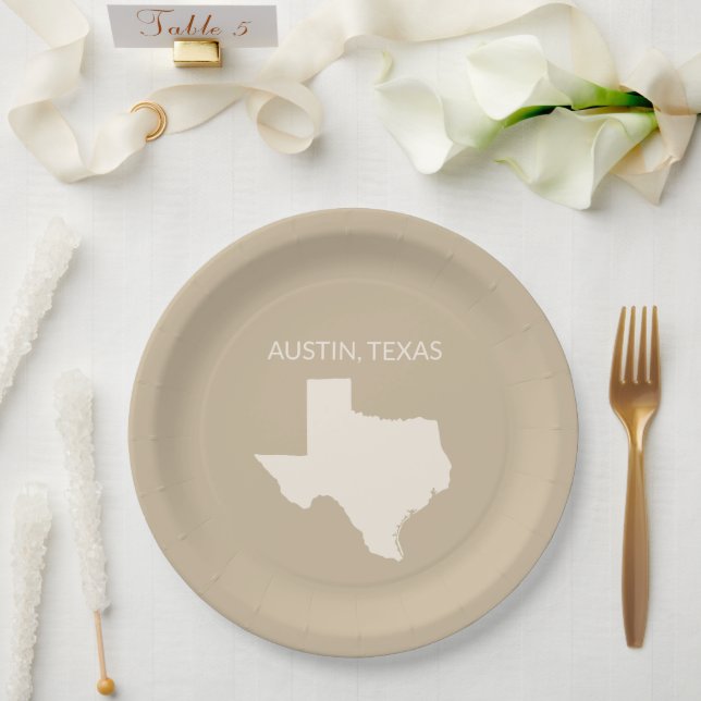 Texas State Map Home Decor  Paper Plates (Wedding)
