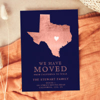 Texas state map navy blue rose gold home moving