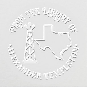 Texas State Map Outline Oil Well Library Book Name Embosser
