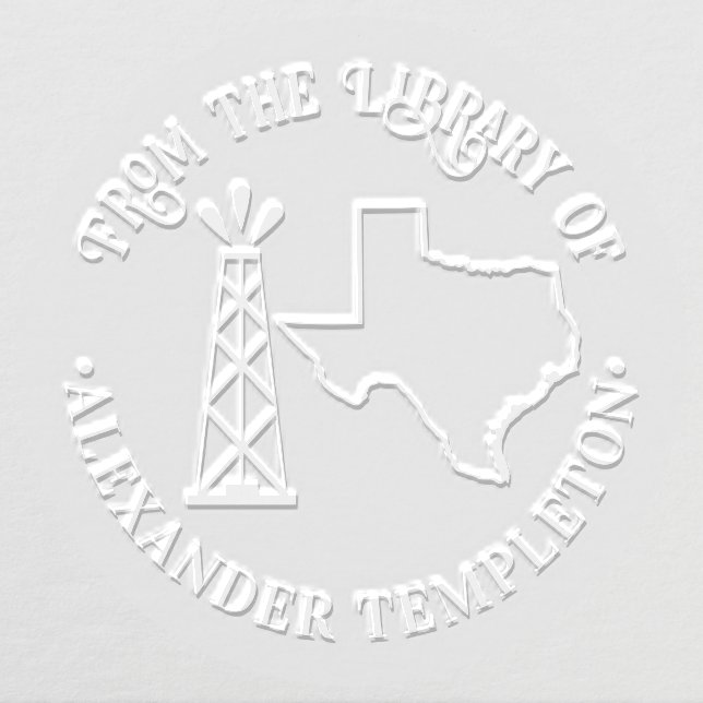 Texas State Map Outline Oil Well Library Book Name Embosser (Design)