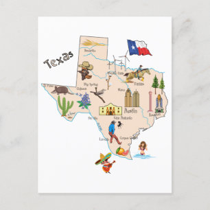 Texas State Map  Postcard