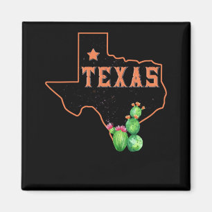 Texas State Map Pride Cactus Vintage Magnet