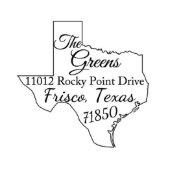 Texas State Map Rubber Return Address Stamps (Front)