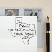 Texas State Map Rubber Return Address Stamps (Front)