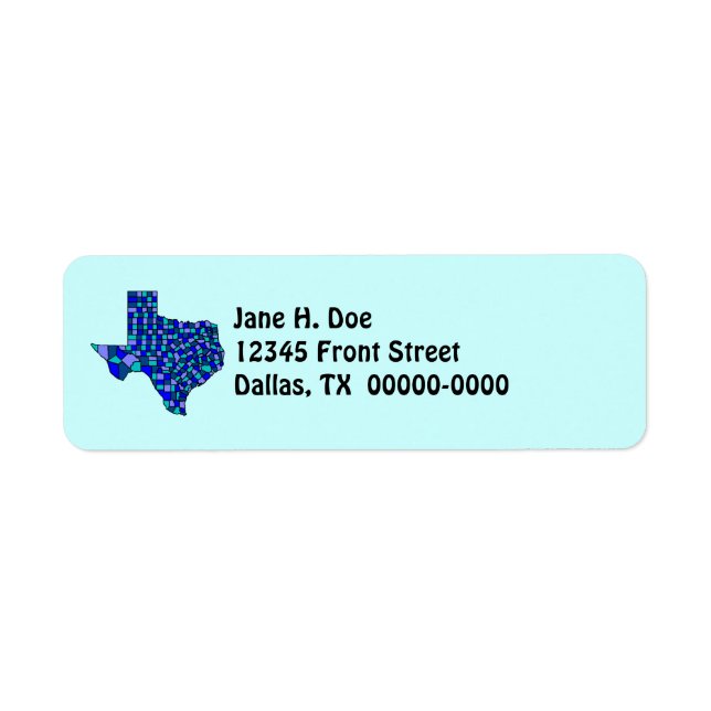Texas State Map Shape TX Return Address Label (Front)