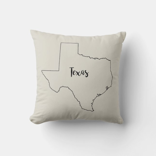 Texas State Map Throw Pillow (Front)