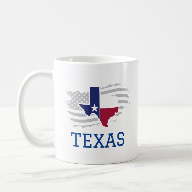 Texas State Map USA Patriotic Texan Coffee Mug (Left)