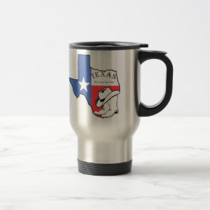 Texas State Map with Star, Boots, Hat Aluminum Mug