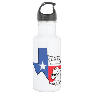 Texas State Map with Star, Boots, Hat Stainless Steel Water Bottle