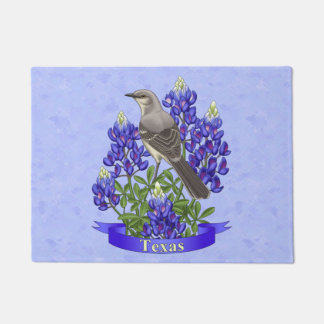 Texas State Mockingbird & Bluebonnet Flower Doormat