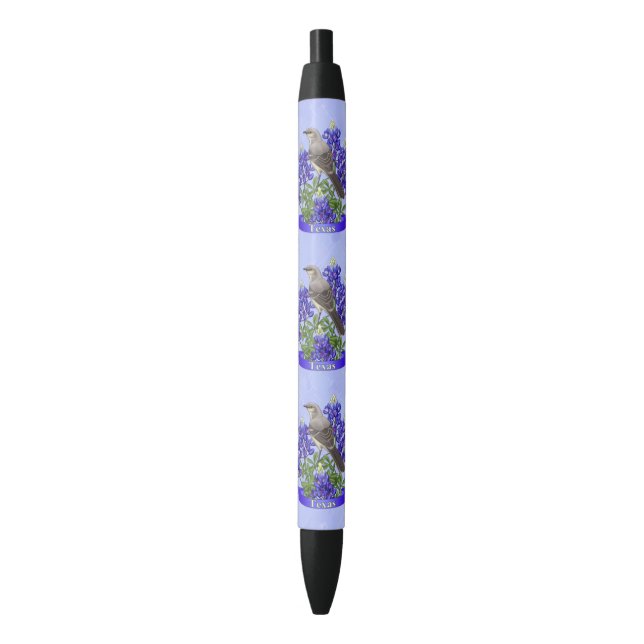 Texas State Mockingbird & Bluebonnet Flower Pen (Front Vertical)