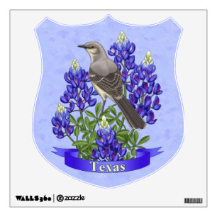 Texas State Mockingbird & Bluebonnet Flower Wall Decal