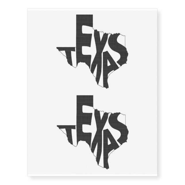 Texas State Name Word Art Blue Temporary Tattoos (Front)