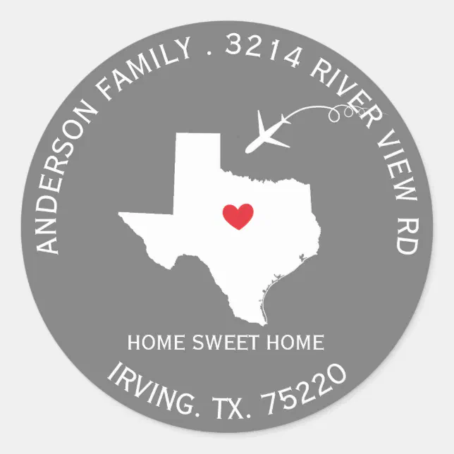 TEXAS State New Home Address Label Sticker Zazzle