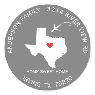 TEXAS State | New Home Address Label Sticker