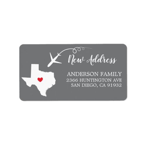 Texas State  New Home Return Address Label