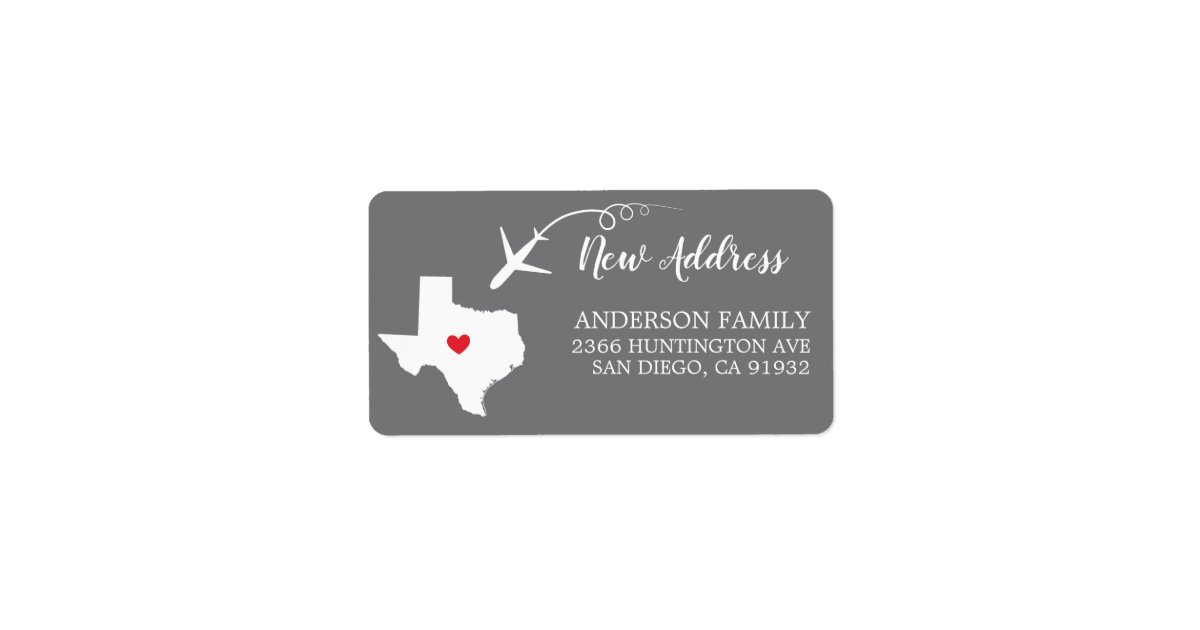 Texas State | New Home Return Address Label | Zazzle.com