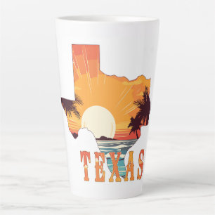 Texas State Outline Beach Sunset Latte Mug