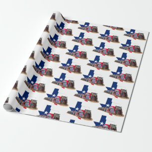 Texas State Outline, Colors & Cadillac Ranch Wrapp Wrapping Paper