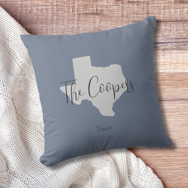 Texas State Outline Throw Pillow (Show pride for your state and personalize it!  "love makes this house a home in <your state>")